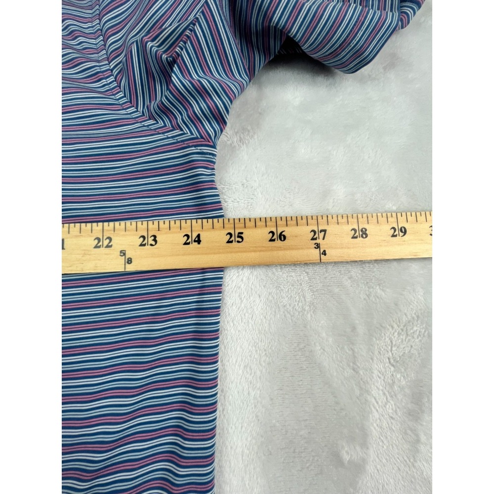 FJ FootJoy Mens XL Polo Shirt Blue Pink Striped Easy Wear - Picture 6 of 9